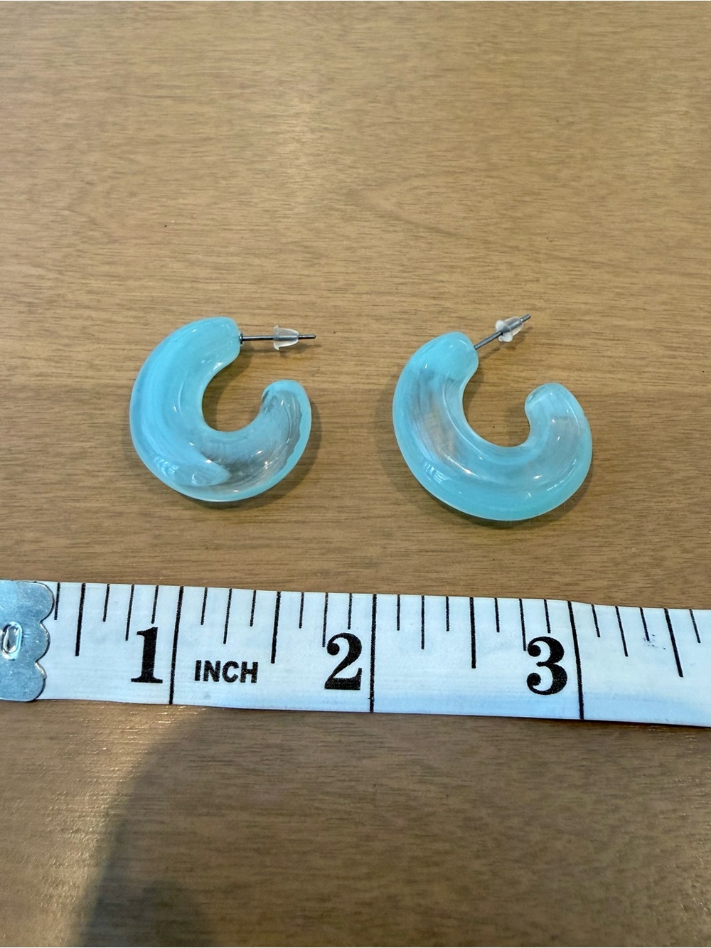 Aqua Hoop Acrylic Earrings - Lightweight Women Jewelry